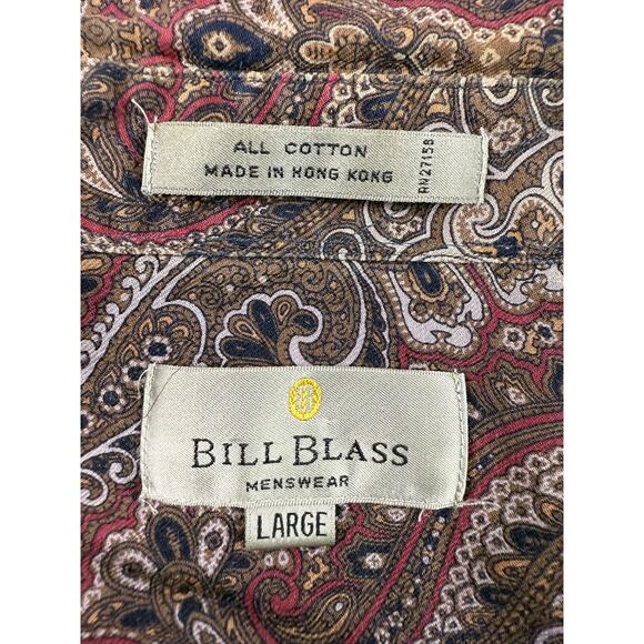 Bill Blass Men Large Multicolor Paisley Button Down Shirt - Picture 3 of 12